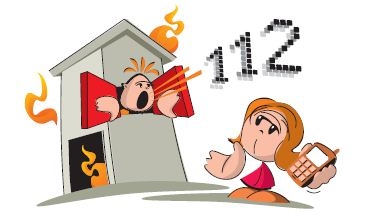 Če prostora ob požaru ne moremo zapustiti, čim prej pokličemo številko 112.