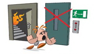 Ob požaru nikoli ne uporabljamo dvigala, umikamo se po stopnicah